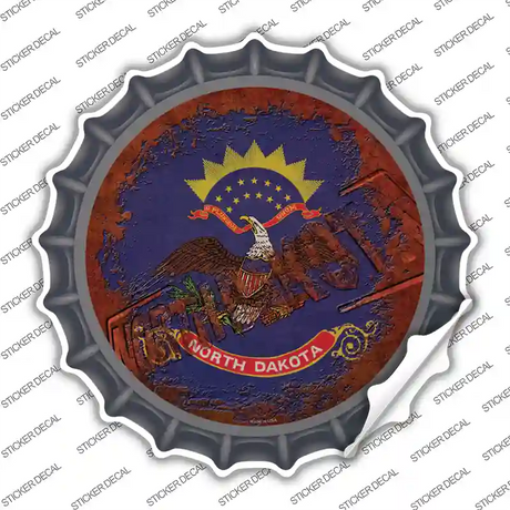 North Dakota Rusty Stamped Novelty Bottle Cap Sticker Decal