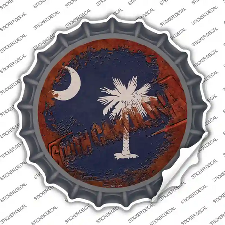 South Carolina Rusty Stamped Novelty Bottle Cap Sticker Decal