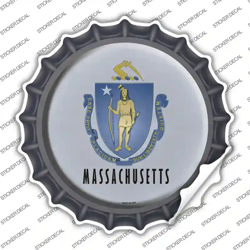 Massachusetts State Flag Novelty Bottle Cap Sticker Decal