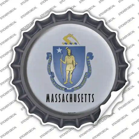 Massachusetts State Flag Novelty Bottle Cap Sticker Decal