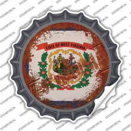 West Virginia Rusty Stamped Novelty Bottle Cap Sticker Decal