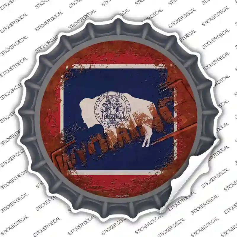 Wyoming Rusty Stamped Novelty Bottle Cap Sticker Decal