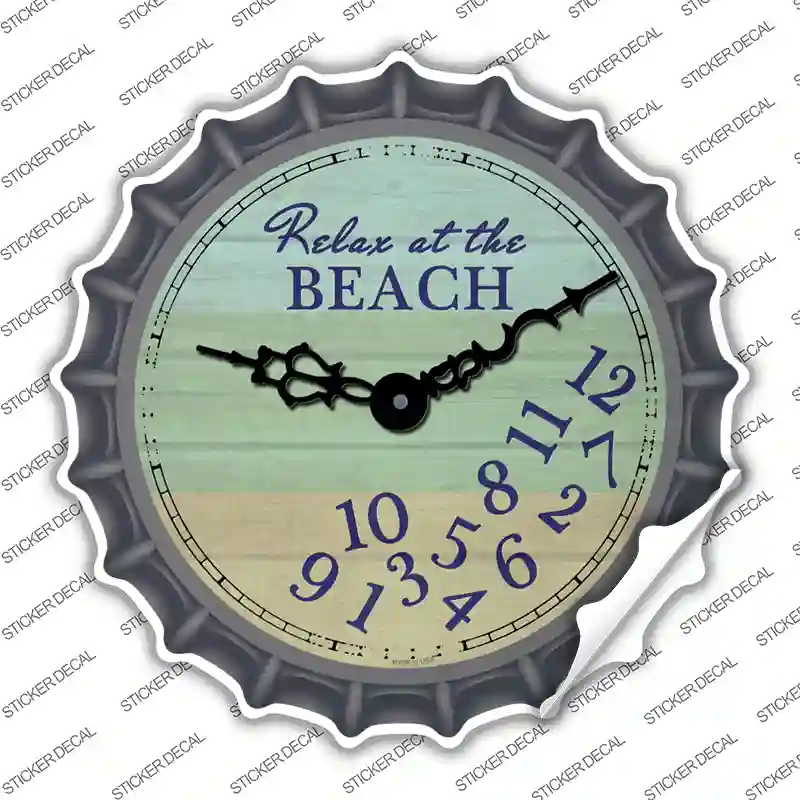 Relax At The Beach Novelty Bottle Cap Sticker Decal