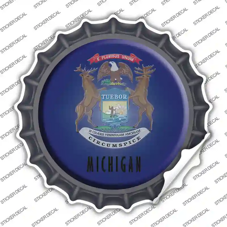 Michigan State Flag Novelty Bottle Cap Sticker Decal