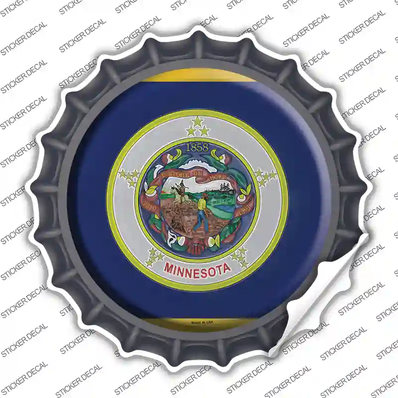 Minnesota State Flag Novelty Bottle Cap Sticker Decal
