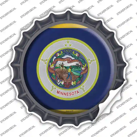 Minnesota State Flag Novelty Bottle Cap Sticker Decal