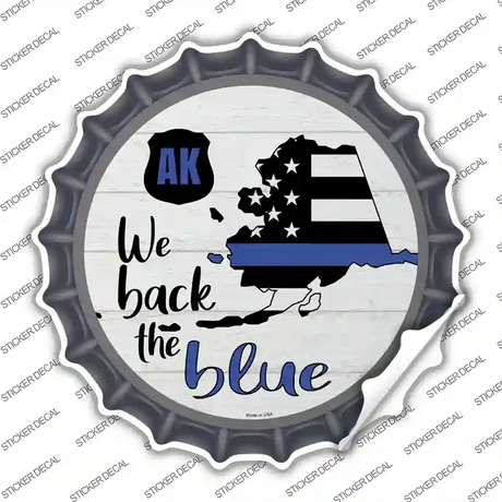 Alaska Back The Blue Novelty Bottle Cap Sticker Decal
