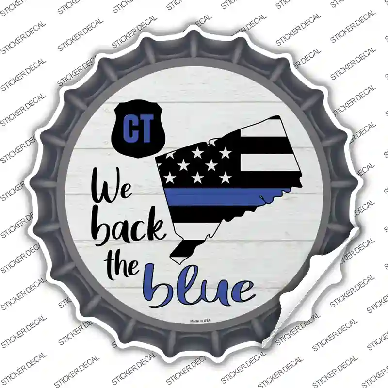 Connecticut Back The Blue Novelty Bottle Cap Sticker Decal
