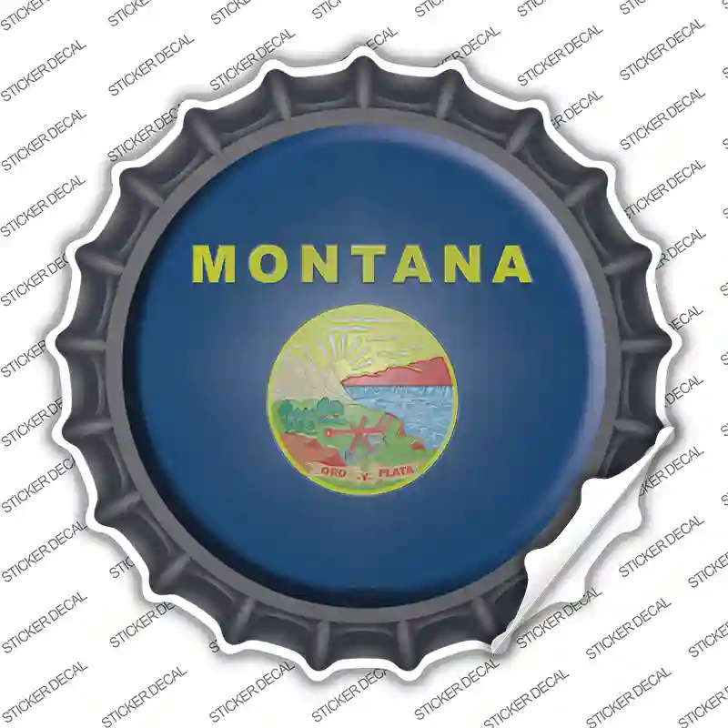 Montana State Flag Novelty Bottle Cap Sticker Decal