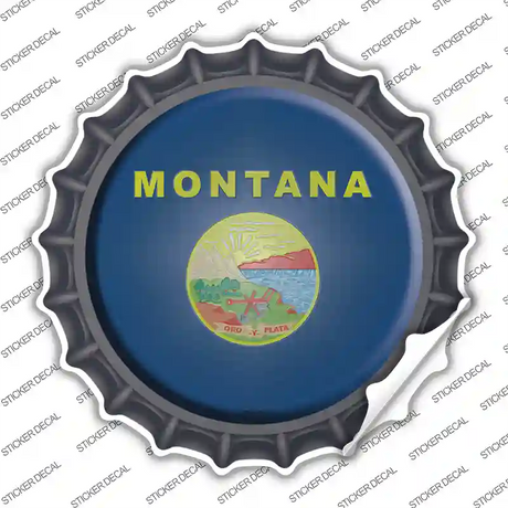 Montana State Flag Novelty Bottle Cap Sticker Decal