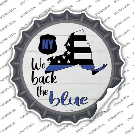 New York Back The Blue Novelty Bottle Cap Sticker Decal