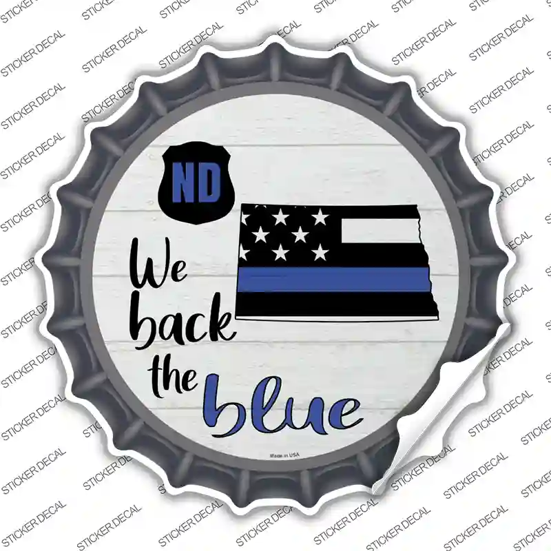 North Dakota Back The Blue Novelty Bottle Cap Sticker Decal