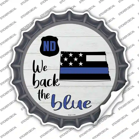 North Dakota Back The Blue Novelty Bottle Cap Sticker Decal