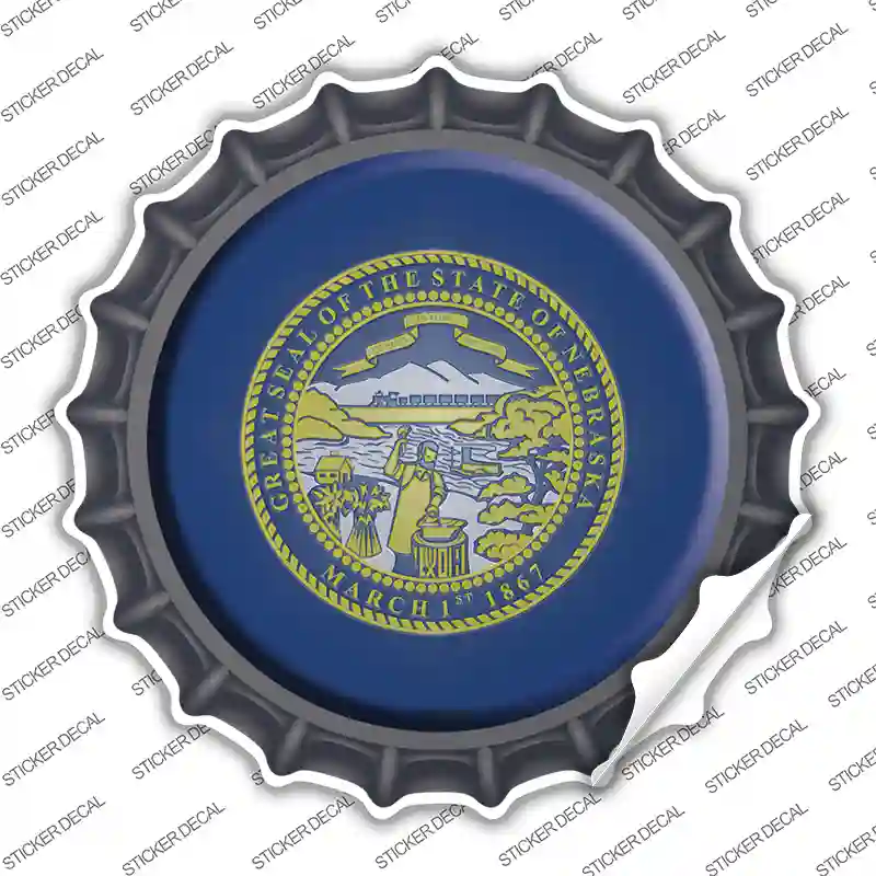 Nebraska State Flag Novelty Bottle Cap Sticker Decal