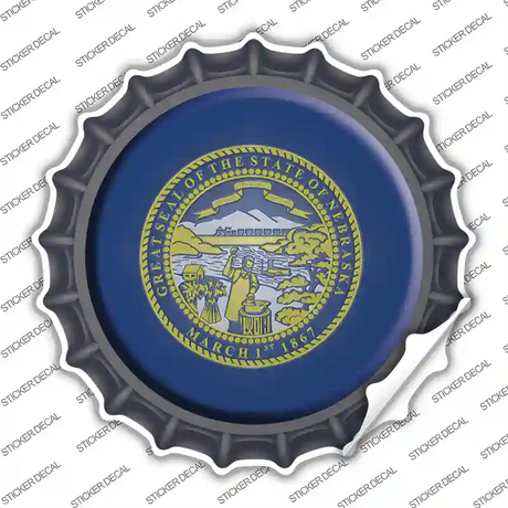 Nebraska State Flag Novelty Bottle Cap Sticker Decal
