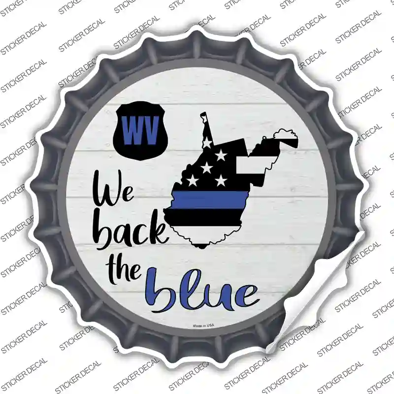 West Virginia Back The Blue Novelty Bottle Cap Sticker Decal