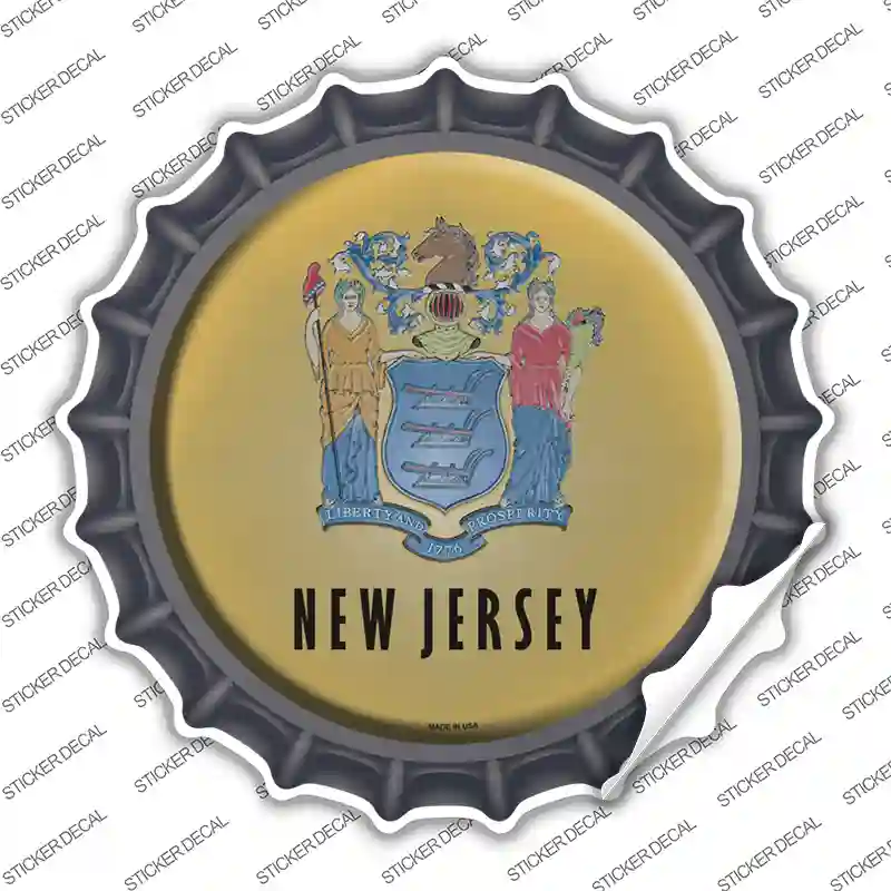 New Jersey State Flag Novelty Bottle Cap Sticker Decal