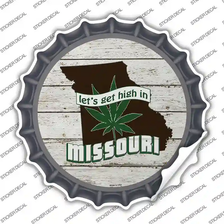 Lets Get High In Missouri Novelty Bottle Cap Sticker Decal