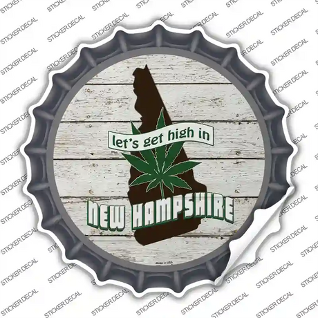 Lets Get High In New Hampshire Novelty Bottle Cap Sticker Decal