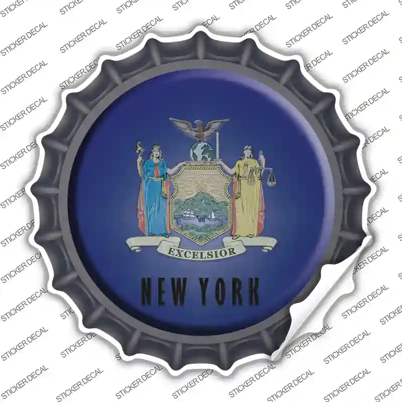 New York State Flag Novelty Bottle Cap Sticker Decal