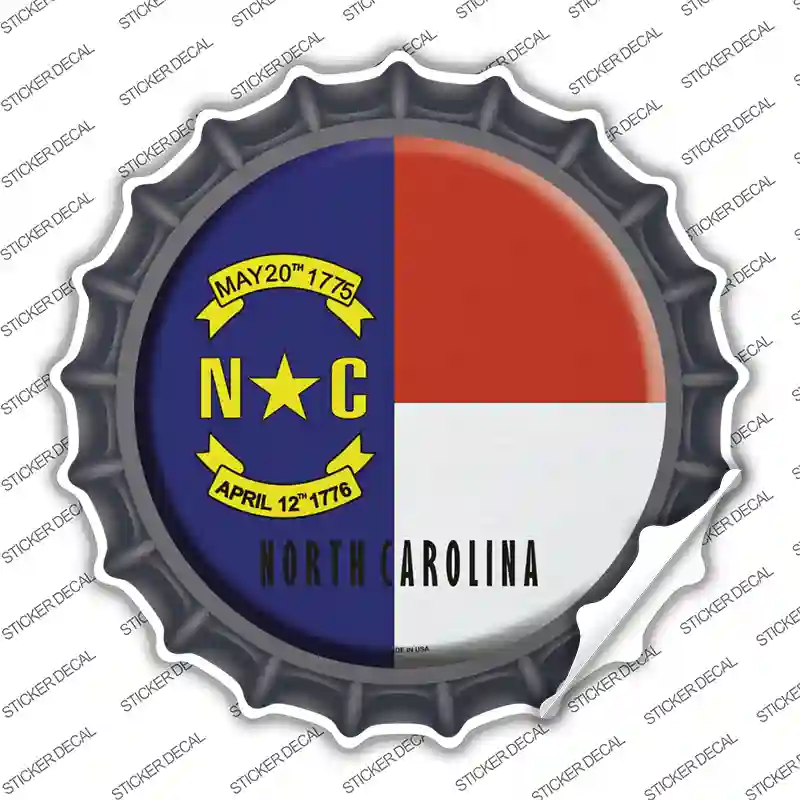 North Carolina State Flag Novelty Bottle Cap Sticker Decal