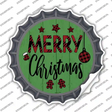 Merry Christmas Plaid Green Novelty Bottle Cap Sticker Decal