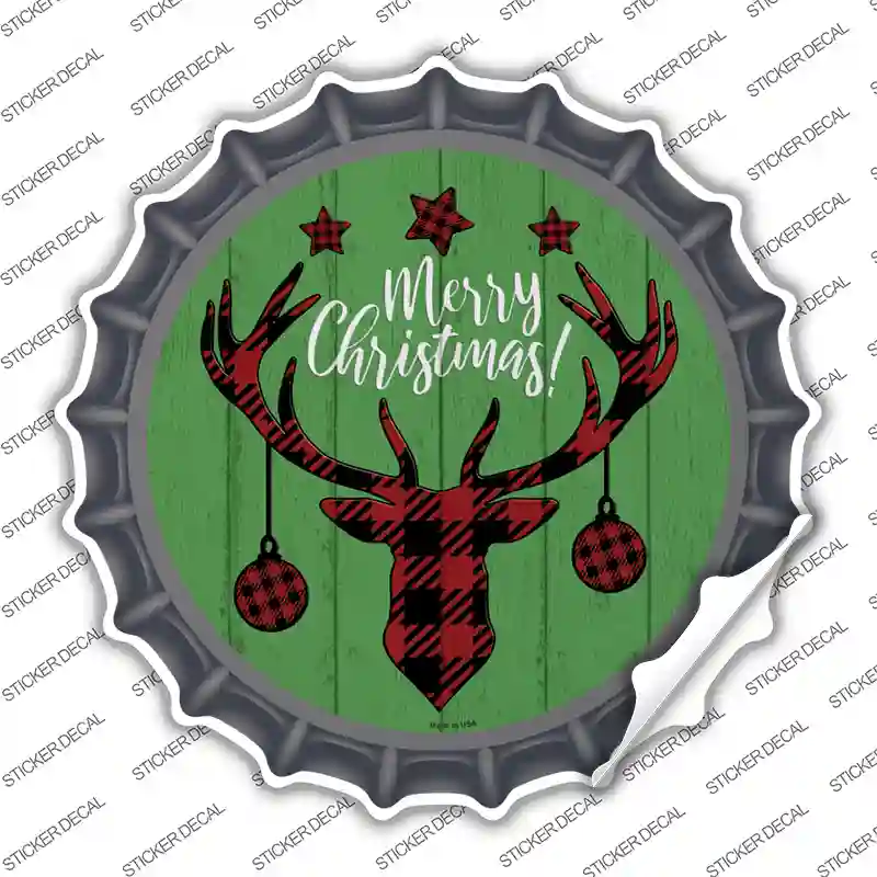 Merry Christmas Reindeer Novelty Bottle Cap Sticker Decal