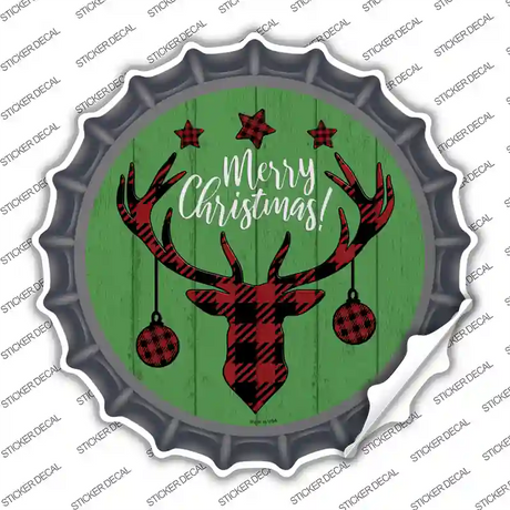 Merry Christmas Reindeer Novelty Bottle Cap Sticker Decal