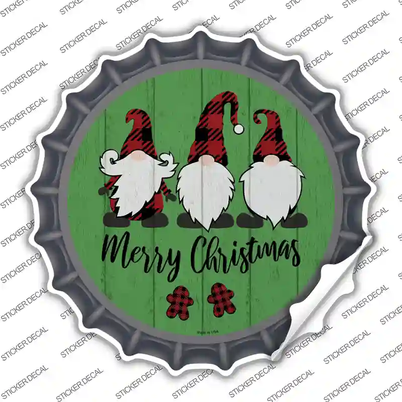 Merry Christmas Gnomes Novelty Bottle Cap Sticker Decal