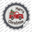 Merry Christmas Present Truck Novelty Bottle Cap Sticker Decal
