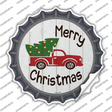 Merry Christmas Tree Truck Novelty Bottle Cap Sticker Decal