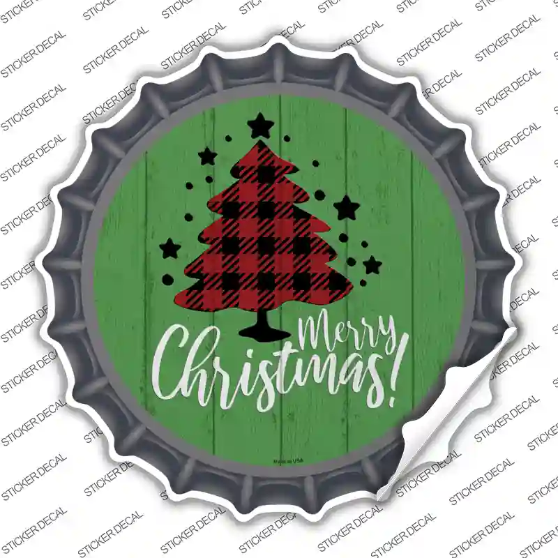 Merry Christmas With Tree Novelty Bottle Cap Sticker Decal