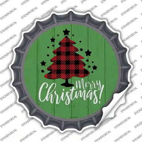 Merry Christmas With Tree Novelty Bottle Cap Sticker Decal