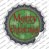 Merry Christmas Green Wood Novelty Bottle Cap Sticker Decal
