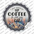 Sip Coffee And Pet Cat Novelty Bottle Cap Sticker Decal