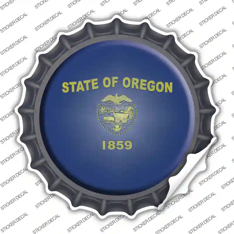 Oregon State Flag Novelty Bottle Cap Sticker Decal