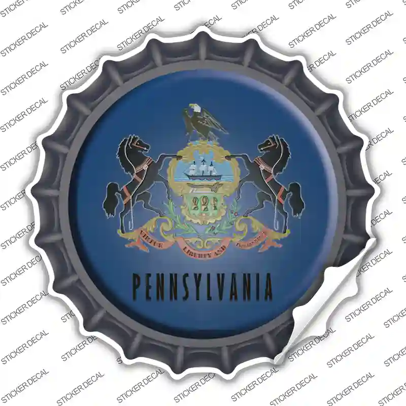 Pennsylvania Flag Novelty Bottle Cap Sticker Decal