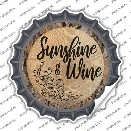 Sunshine and Wine Novelty Bottle Cap Sticker Decal