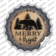 Merry and Bright Bear Novelty Bottle Cap Sticker Decal