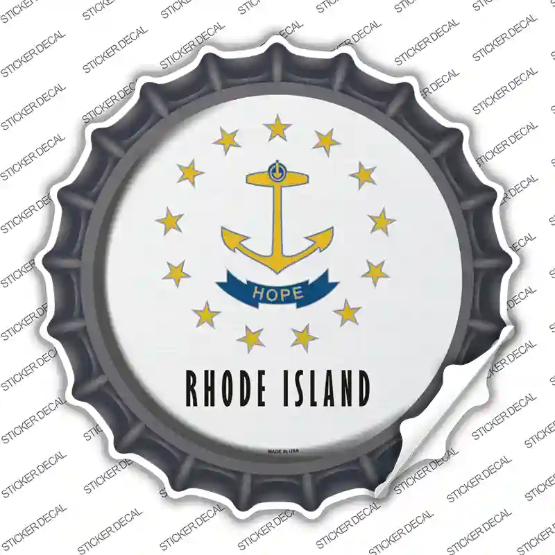 Rhode Island State Flag Novelty Bottle Cap Sticker Decal