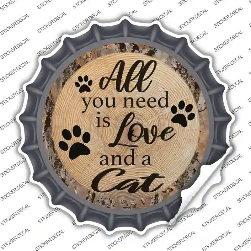 Love and a Cat Novelty Bottle Cap Sticker Decal