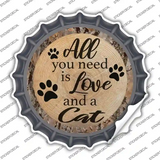 Love and a Cat Novelty Bottle Cap Sticker Decal