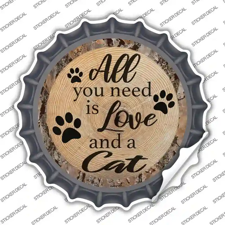 Love and a Cat Novelty Bottle Cap Sticker Decal