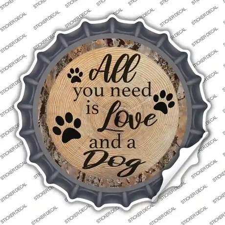 Love and a Dog Novelty Bottle Cap Sticker Decal