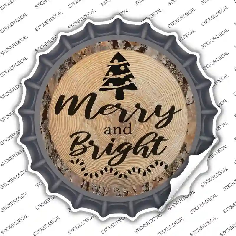 Merry and Bright Novelty Bottle Cap Sticker Decal
