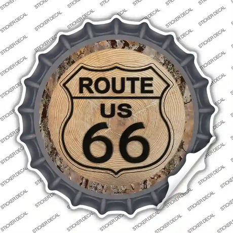 US Route 66 Wood Novelty Bottle Cap Sticker Decal