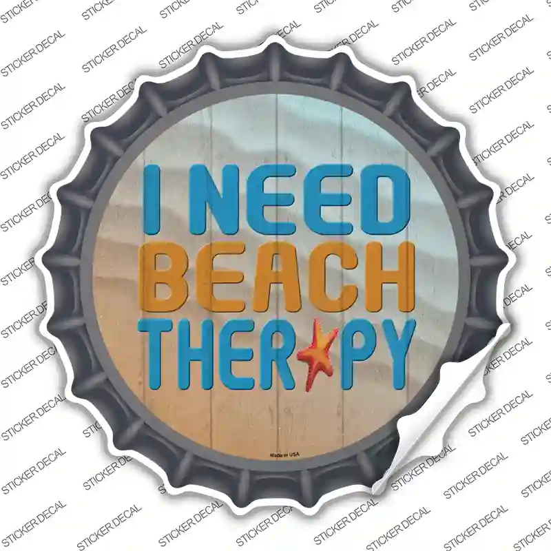 I Need Beach Therapy Novelty Bottle Cap Sticker Decal