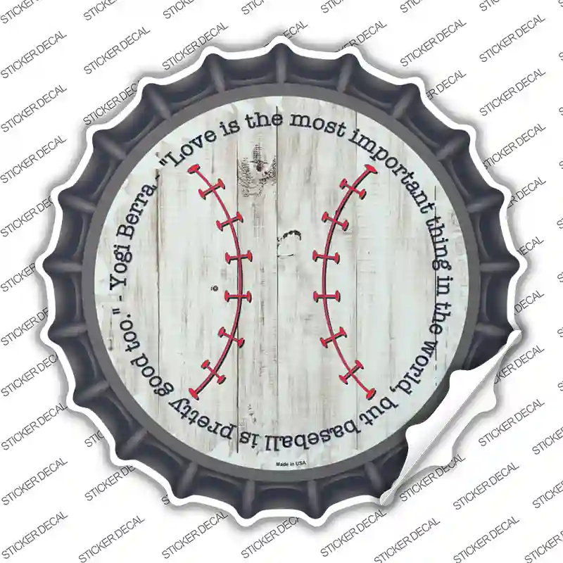 Love and Baseball Novelty Bottle Cap Sticker Decal
