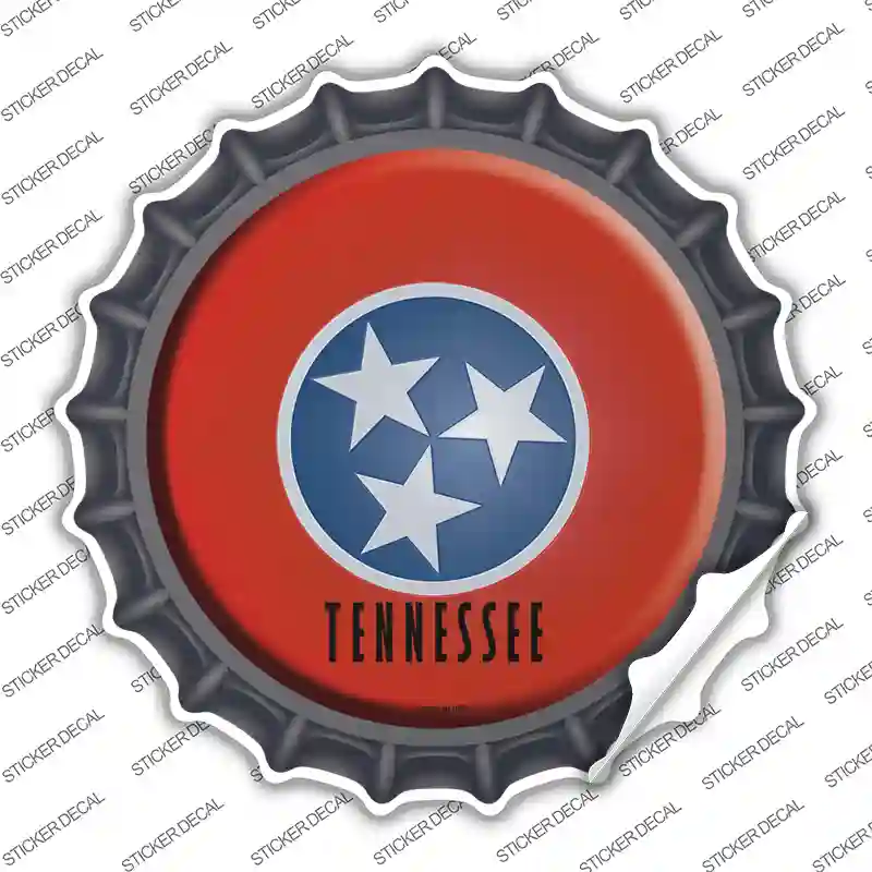 Tennessee State Flag Novelty Bottle Cap Sticker Decal