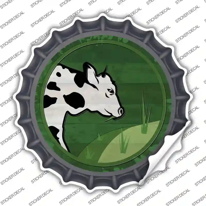 Cow Eating Grass Novelty Bottle Cap Sticker Decal